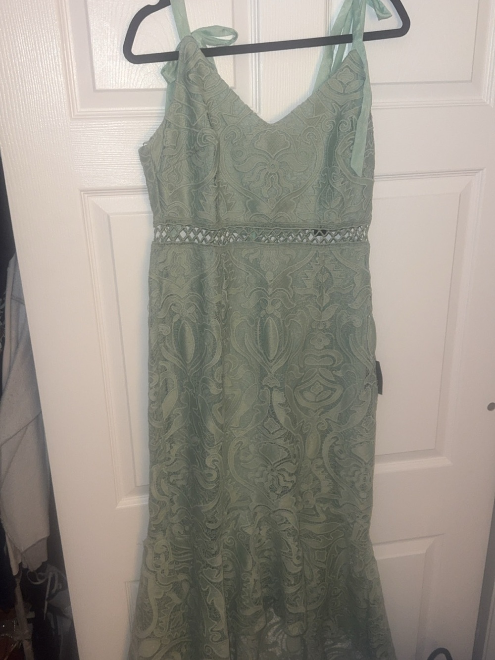 Lulu's Sage Green Lace High Low Midi Dress - Picture 2 of 7